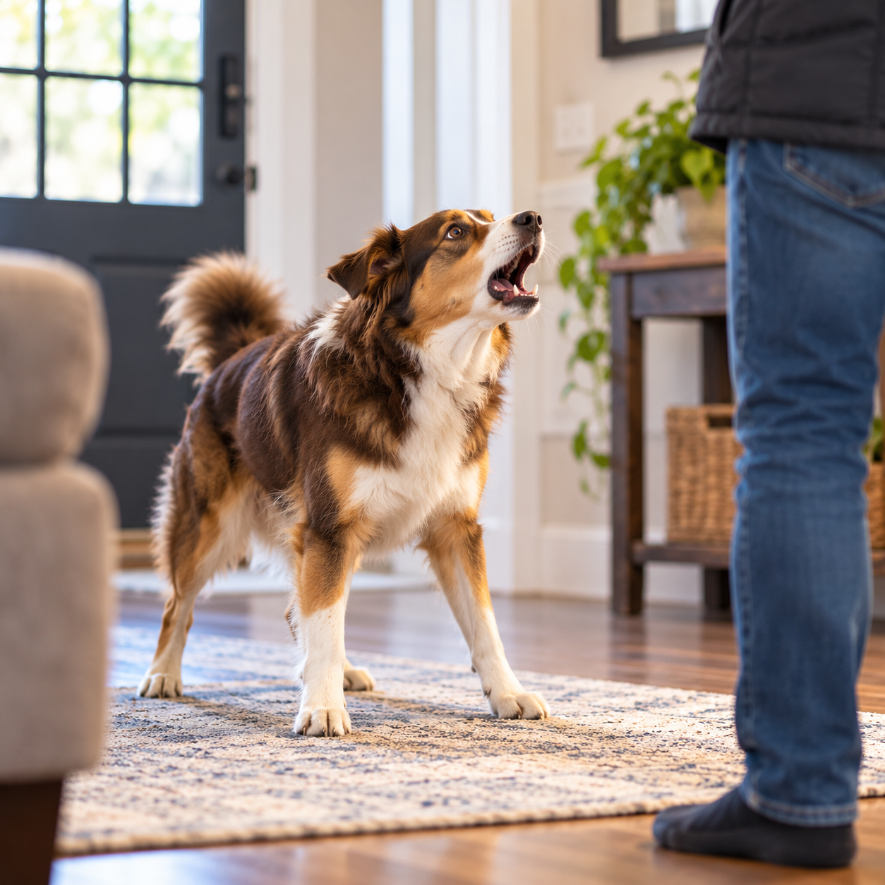 fearful aggressive dog barking at guests